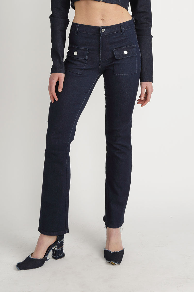Peyton Blue Denim Front Pocket Jeans