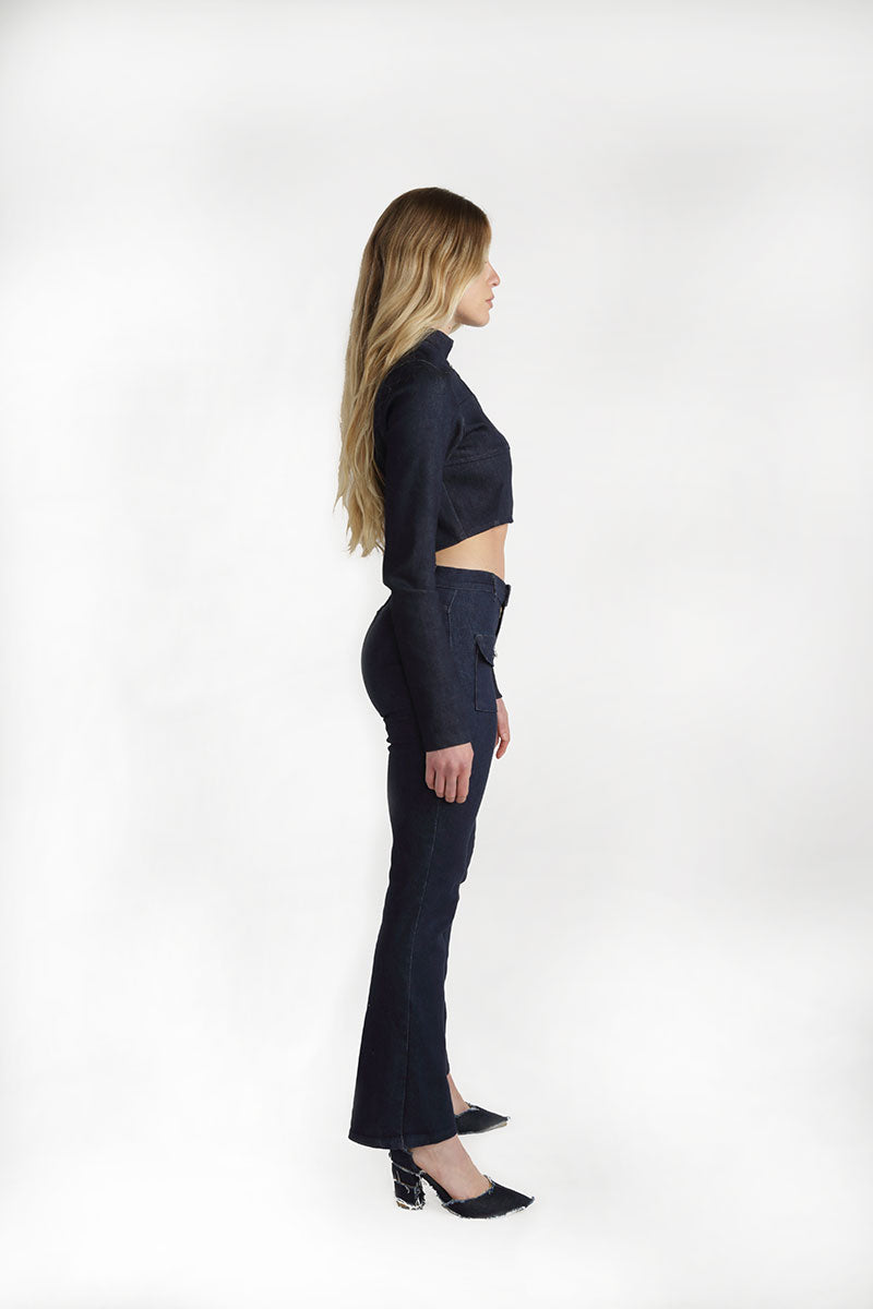 Peyton Blue Denim Front Pocket Jeans